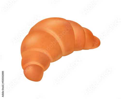 Freshly baked realistic french croissant with jam or chocolate filling. Vector isolated pastry from bakery shop or store, food from market. Homemade recipe, restaurant or cafe meal