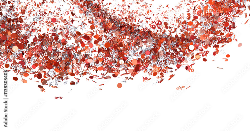 Fototapeta premium Red Percentage Confetti Burst