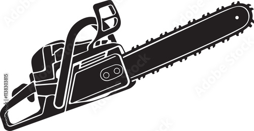 Chainsaw viewed from side retro black and white vector image