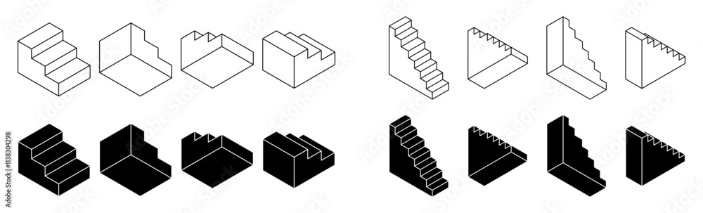 isometric stairs vector silhouette isometric stairs vector silhouette