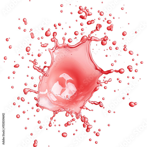 Vibrant splash of watermelon juice with droplets on transparency background, creating refreshing and dynamic visual