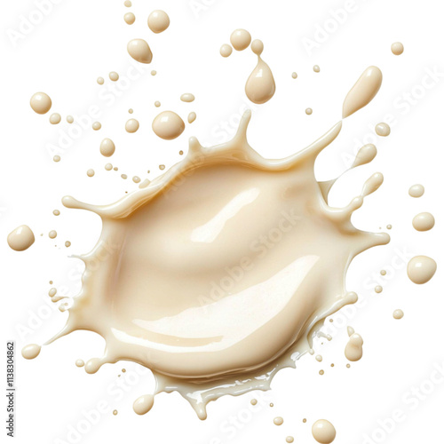 creamy splash of vanilla sauce with droplets creating dynamic effect