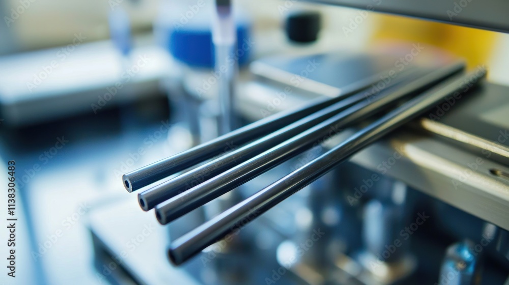 Graphite rods being used in a controlled setting to demonstrate their electrical conductivity in a physics lab
