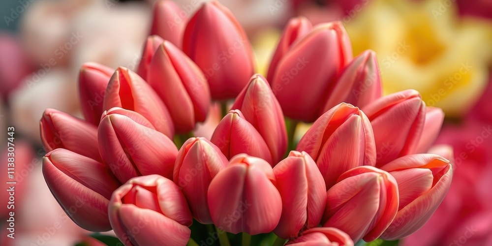 A Close Up View of a Bunch of Pink Tulips with Their Petals Softly Opened, Displaying Their Delicate Texture and the Soft Light Reflecting Off Their Surface