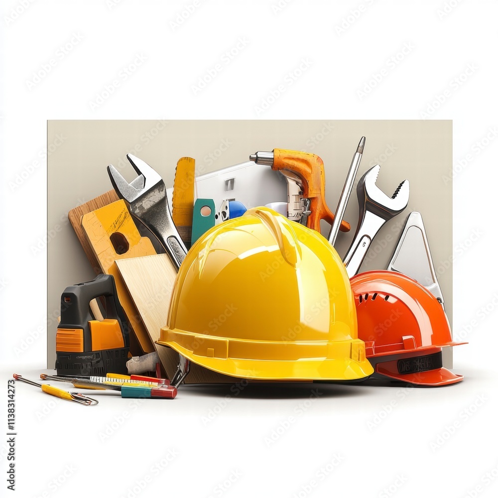 Construction Tools and Hard Hats Construction Tools and Hard Hats