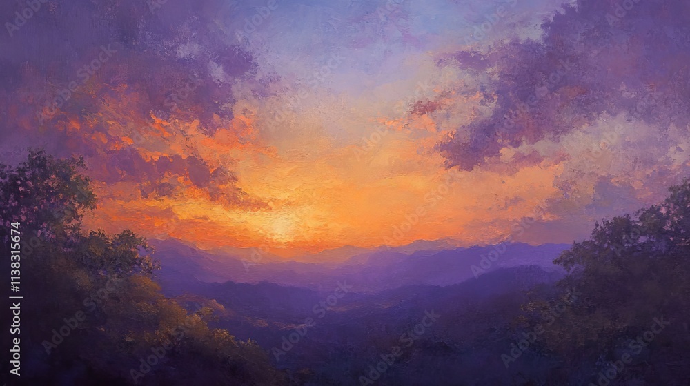 Fototapeta premium evening sky light purple orange