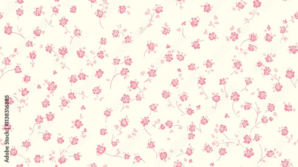 Cute pink and white seamless pattern with small pink rose petals, creating a charming retro atmosphere. Very suitable for baby room decoration and children's fashion accessories Cute pink and white seamless pattern with small pink rose petals, creating a charming retro atmosphere. Very suitable for baby room decoration and children's fashion accessories