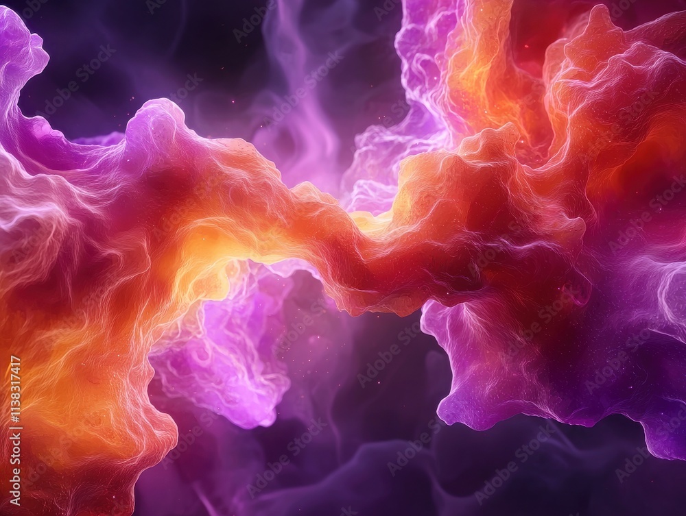 A vibrant, swirling nebula of purple and orange hues, resembling cosmic gases in a mystical, dreamlike space environment. A vibrant, swirling nebula of purple and orange hues, resembling cosmic gases in a mystical, dreamlike space environment.