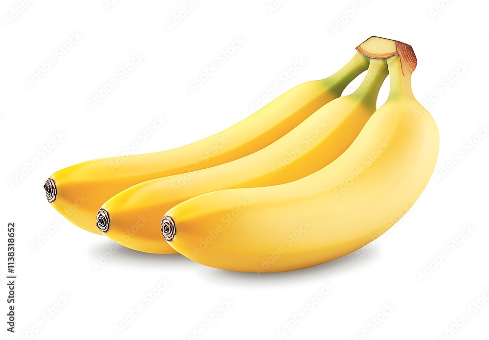 A fresh yellow banana isolated on a white background with sharp clipping, showcasing its smooth texture A fresh yellow banana isolated on a white background with sharp clipping, showcasing its smooth texture