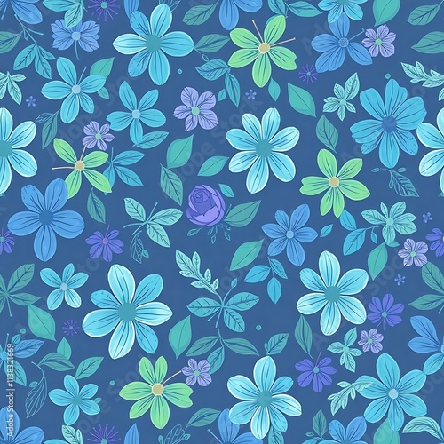 Serene Blue Floral Pattern 
