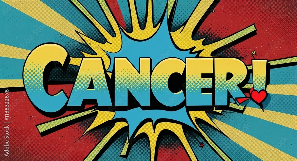 Obraz premium cancer word lettering on comic vintage retro pop art style background