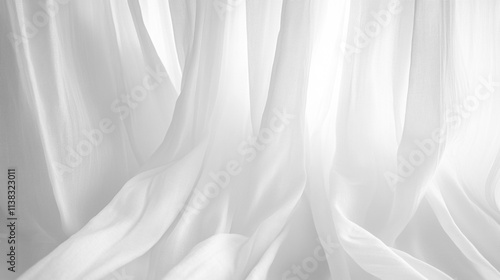 Soft white curtains background for graphic design or wallpaper.