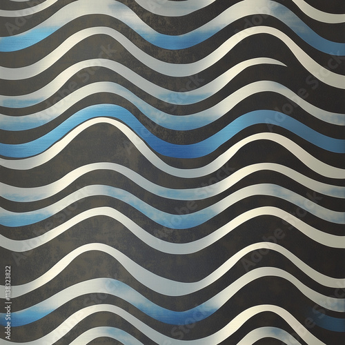  Brushstroke Pinstripes Hand-drawn pinstripes with uneven edges, in deep blue on a cream background. 