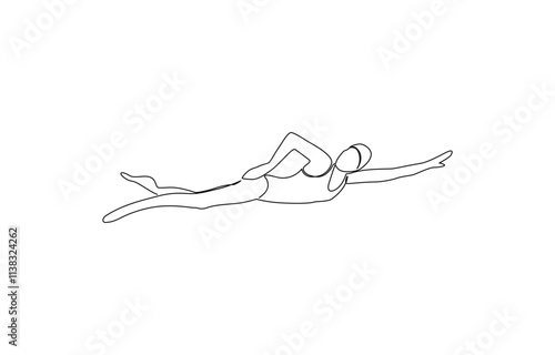 WebSingle continuous line drawing of butterfly professional swimmer woman focus training in gym swimming pool center, Young woman Swimming Sport.