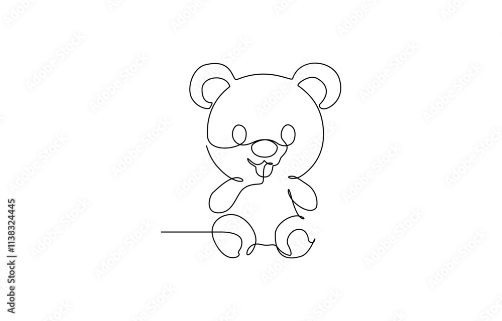 Continuous Line Drawing of Teddy Bear Icon, One continuous line drawing of Teddy bear. Soft toy symbol of friendships childrens in simple linear style, Cute teddy bear one-line art drawing. Continuous Line Drawing of Teddy Bear Icon, One continuous line drawing of Teddy bear. Soft toy symbol of friendships childrens in simple linear style, Cute teddy bear one-line art drawing.