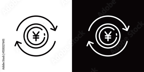 日本円のシンプルなラインアイコン