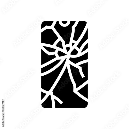 broken smartphone screen glyph icon vector. broken smartphone screen sign. isolated symbol illustration