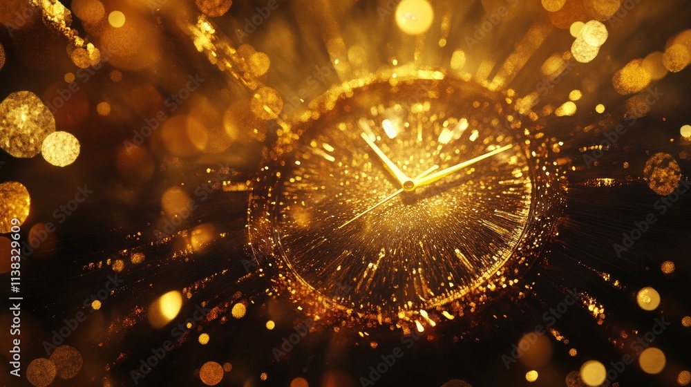Golden Hour: A Luxurious Timepiece Shimmering with Festive Lights Golden Hour: A Luxurious Timepiece Shimmering with Festive Lights