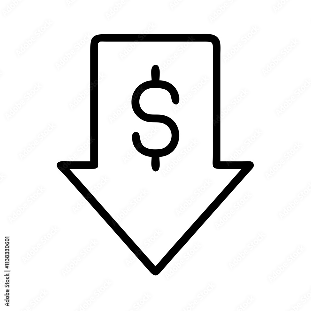 price drop arrow icon, boxing day line art, boxing icon - simple black line art icon of price drop arrow, for boxing day celebrations. boxing vector art. price drop arrow icon, boxing day line art, boxing icon - simple black line art icon of price drop arrow, for boxing day celebrations. boxing vector art.