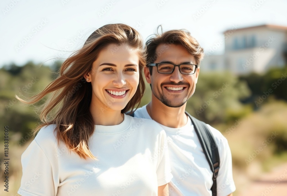 Obraz premium Couple in a sunny landscape