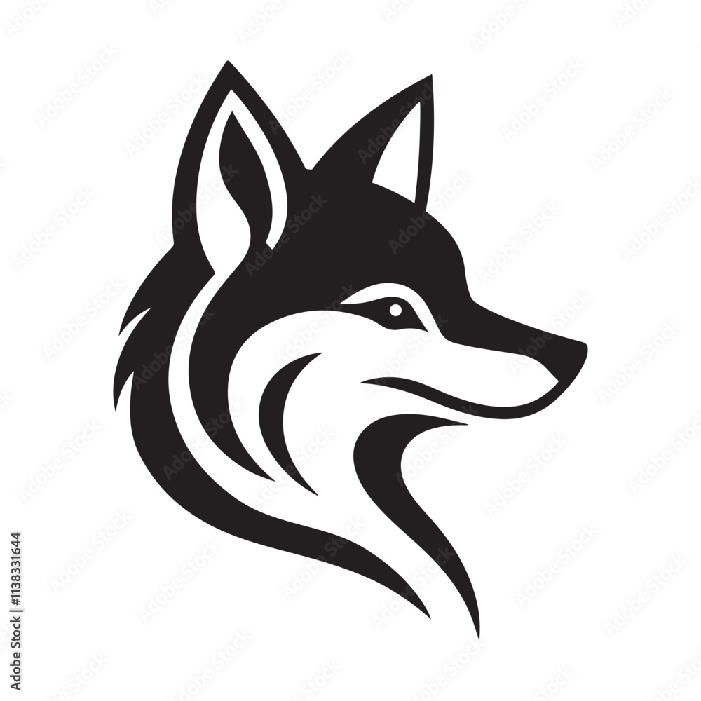 Obraz premium Wolf Head silhouette icon vector art 1