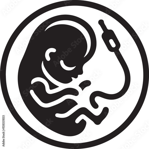 Prenatal human child with placenta silhouette vector image