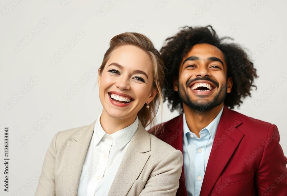 Portrait of two people smiling and laughing Portrait of two people smiling and laughing
