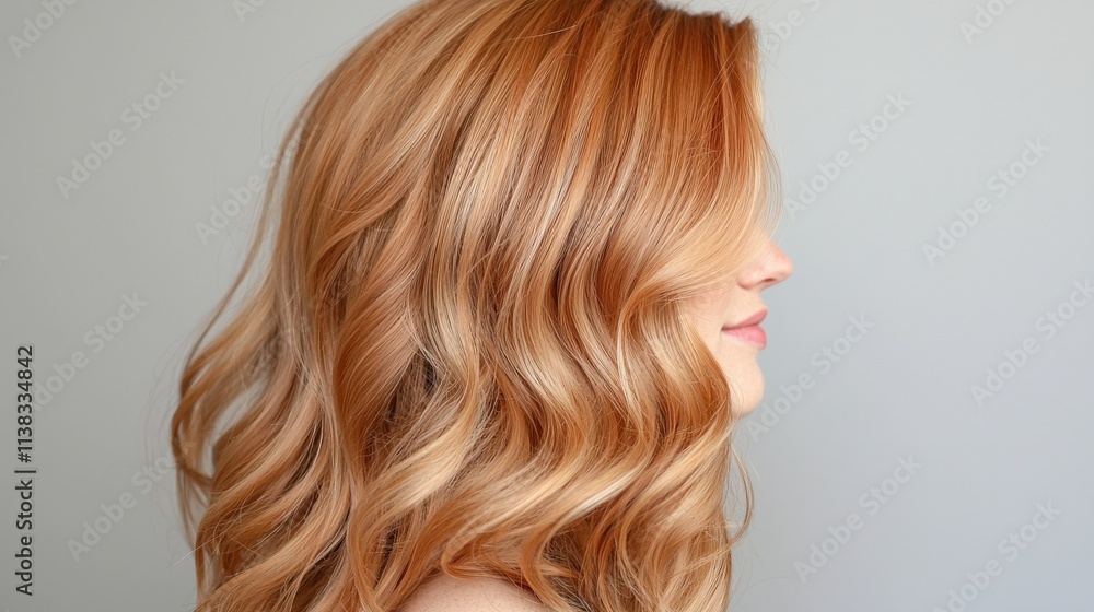 A strawberry blonde hairstyle with subtle highlights enhancing the warm tones. A strawberry blonde hairstyle with subtle highlights enhancing the warm tones.