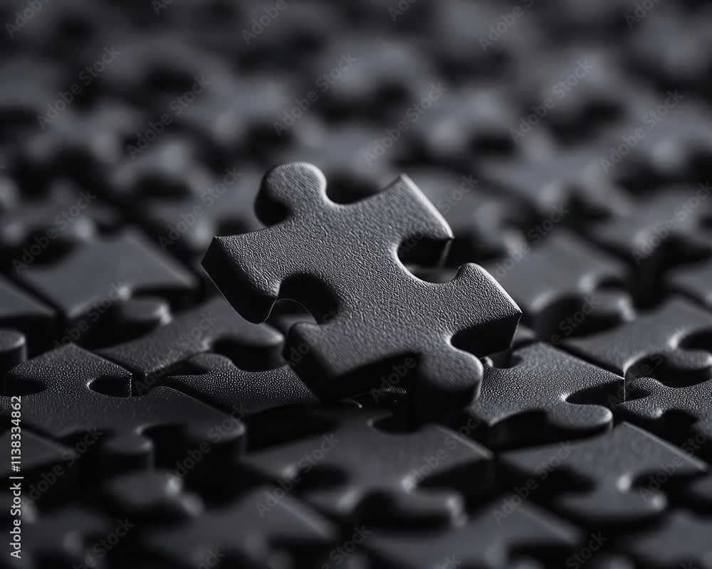 A monochrome abstract of a jigsaw puzzle fitting pieces labeled strategy, objectives, and policy, unity in planning concept A monochrome abstract of a jigsaw puzzle fitting pieces labeled strategy, objectives, and policy, unity in planning concept