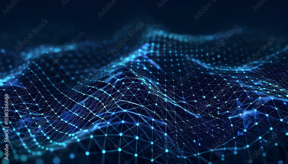Abstract blue background. Technology data connecting dots and lines with dark blue background Abstract blue background. Technology data connecting dots and lines with dark blue background