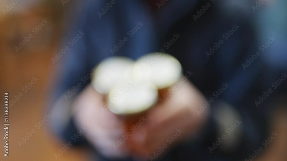 A blurry image of a person holding three cans of beer. The person is wearing a black jacket and he is holding the cans in their hands. The image conveys a casual and relaxed atmosphere A blurry image of a person holding three cans of beer. The person is wearing a black jacket and he is holding the cans in their hands. The image conveys a casual and relaxed atmosphere