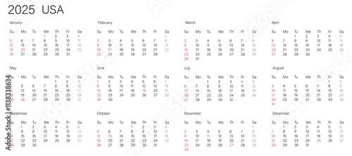 A comprehensive overview of the 2025 USA calendar featuring relevant dates and holidays
