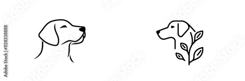 Silhouette of a dog head in a modern logotype illustration. Cute retriever icon design.