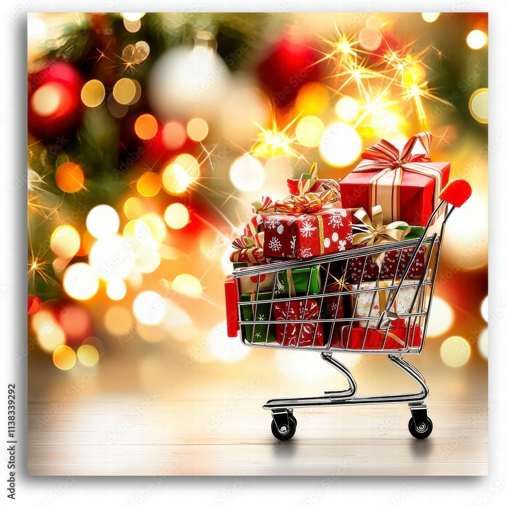 Christmas Shopping Cart Full of Gifts Christmas Shopping Cart Full of Gifts