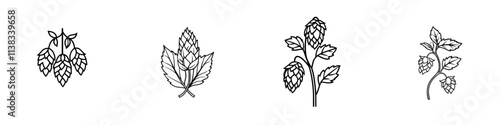 Hops, displaying clusters and leaves, perfect for beer-related designs or botanical prints, sketch engraving generative AI PNG illustration. Scratchboard imitation. Black and white image.