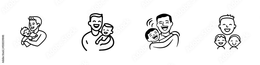 A sketch engraving of a smiling father hugging his young son, capturing the warmth and affection of a family bonding moment, created with generative AI in a black and white PNG illustration, A sketch engraving of a smiling father hugging his young son, capturing the warmth and affection of a family bonding moment, created with generative AI in a black and white PNG illustration,