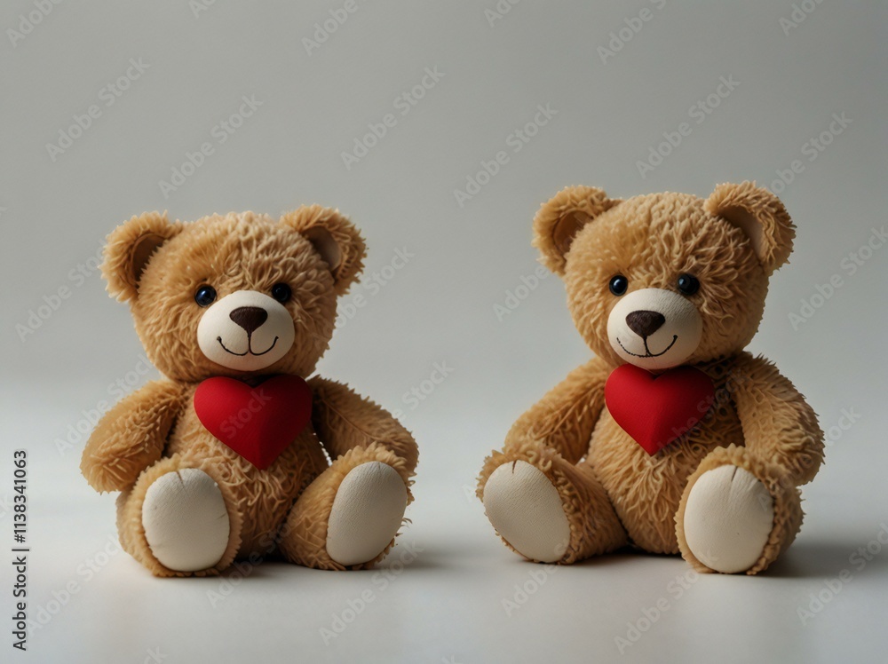Fototapeta premium two teddy bears with red heart