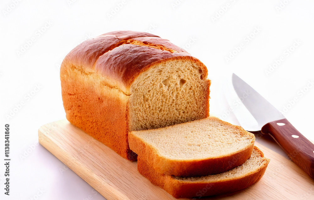 Sliced bread on a white background.
Sliced bread on a white background.