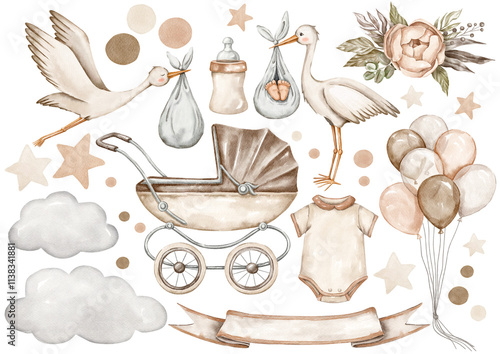 Obraz na plátne Watercolor boho nursery clipart