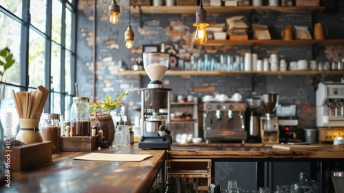 Wallpaper Mural Cozy coffee shop interior with natural light and rustic decor Torontodigital.ca