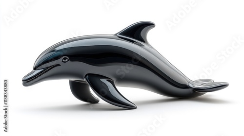 Black glossy dolphin figurine. photo