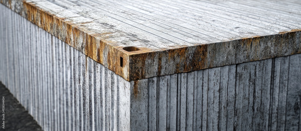 Rustic Grey Concrete Blocks with Rusty Metal Frame Rustic Grey Concrete Blocks with Rusty Metal Frame