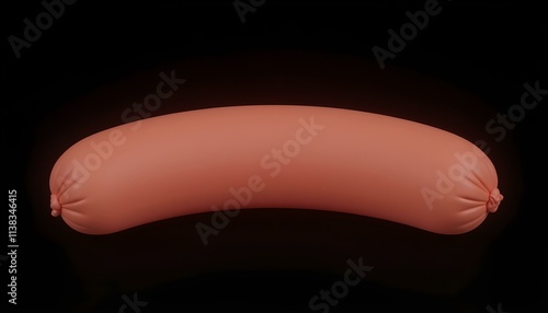 3D render of a sausage with a natural casing, displaying its surface details, isolated on a black background create with ai