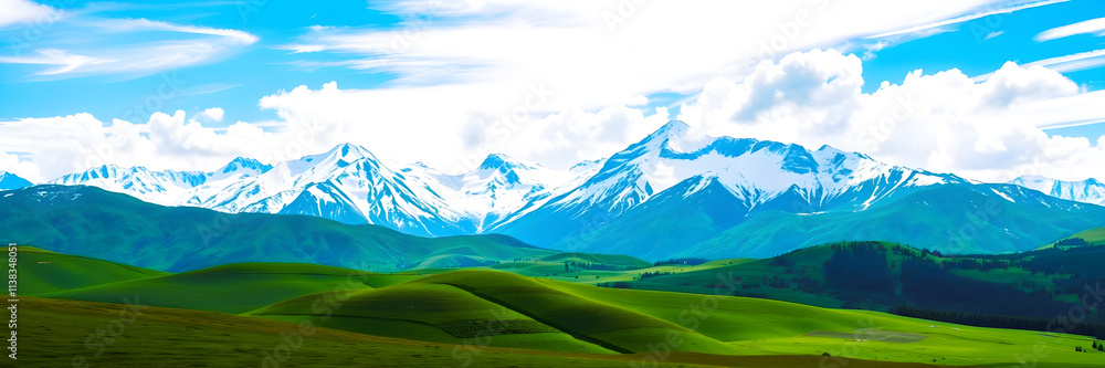 Fototapeta premium Snow-Capped Mountain Range