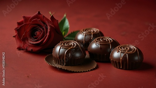 red rose and chocolate candies