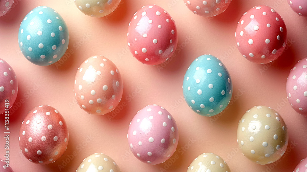 Decorative pastel eggs scattered on a soft background for festive celebrations Decorative pastel eggs scattered on a soft background for festive celebrations