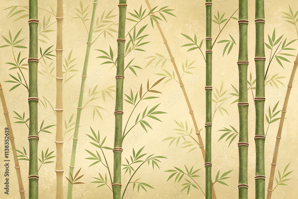 A serene illustration of bamboo stalks against a soft, textured background, evoking tranquility and nature. A serene illustration of bamboo stalks against a soft, textured background, evoking tranquility and nature.