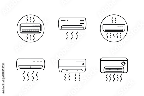  air conditioning icon line art vector illustration