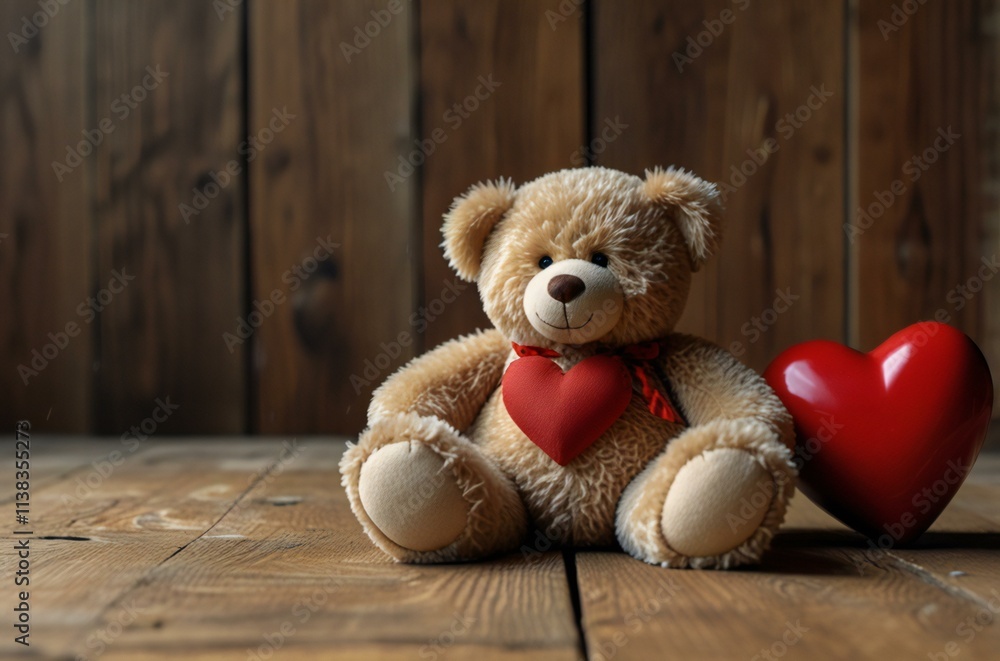 Obraz premium teddy bear with heart shaped box