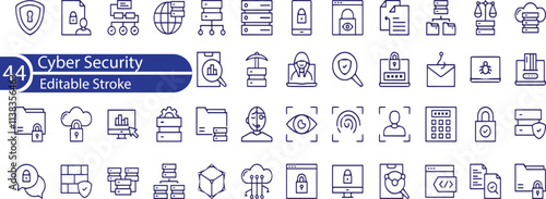 Safety, security, protection thin line icons. For website marketing design, logo, app, template, ui, etc.